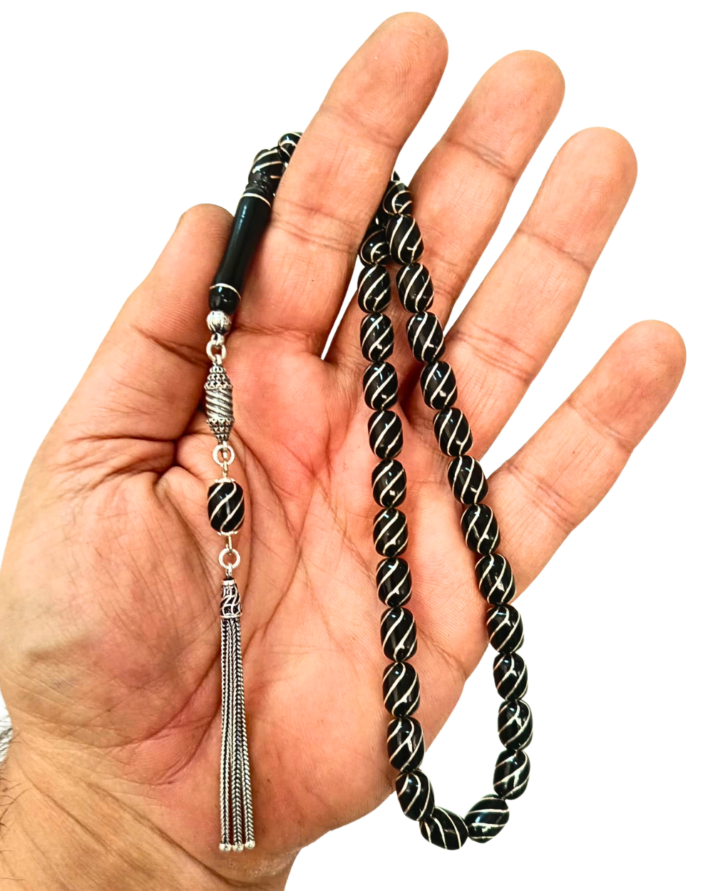 Gümüş Çeşmi Bülbül İşlemeli Kapsül Kesim Erzurum Oltu Tesbih 7 X 10 mm