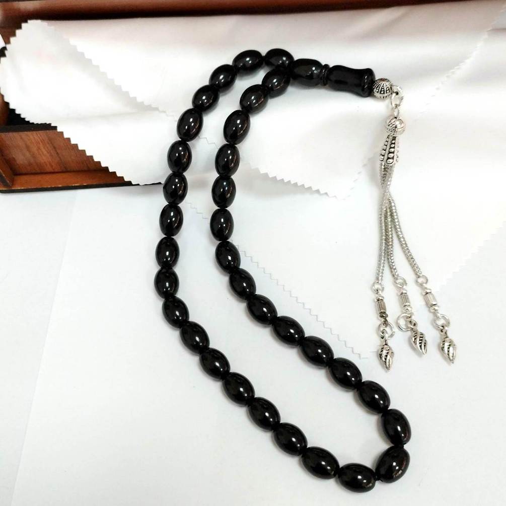 Oval Kesim Gürcistan Oltu Taşı Tesbih 8 x 10 mm