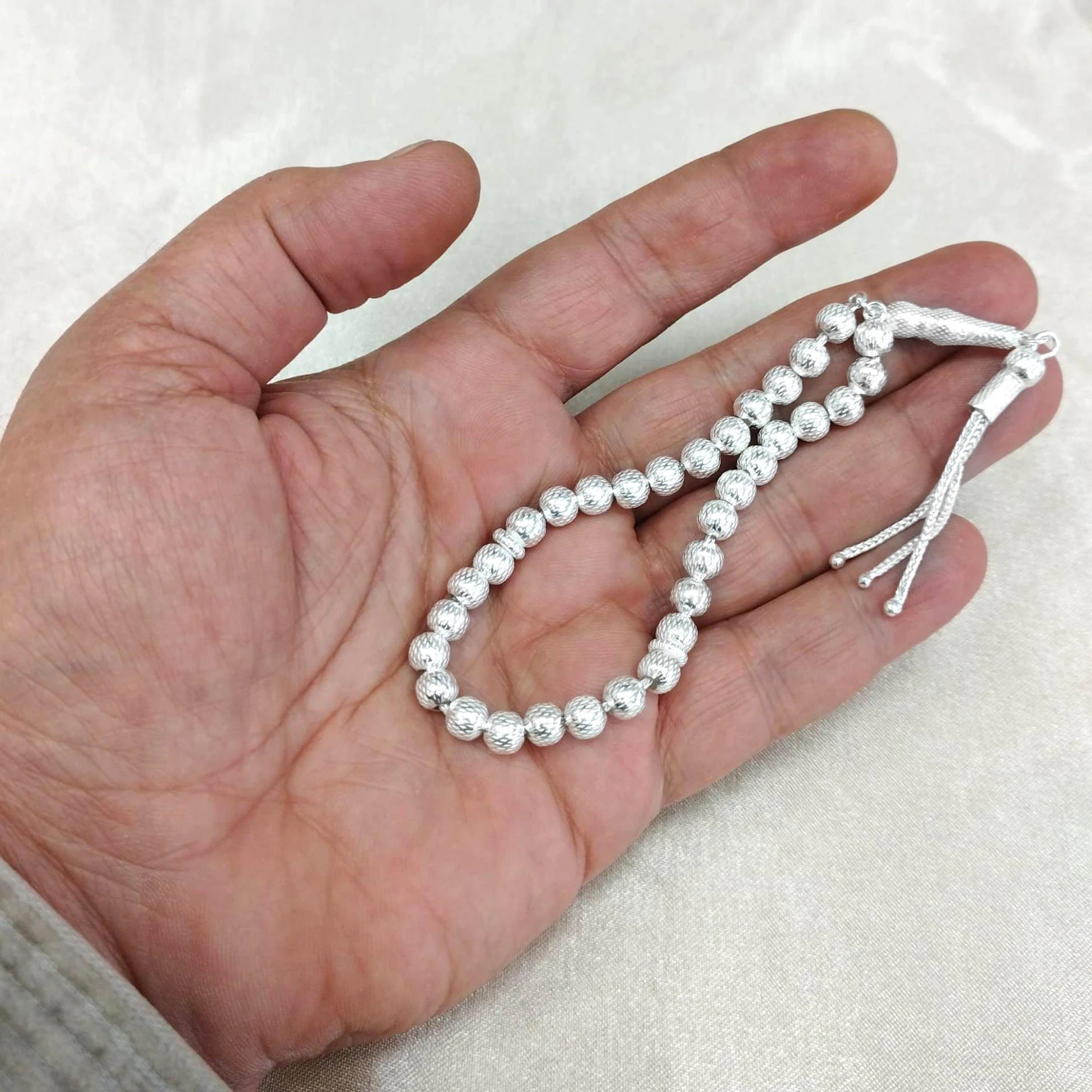 925 Ayar Küre Kesim Gerçek Gümüş Tesbih