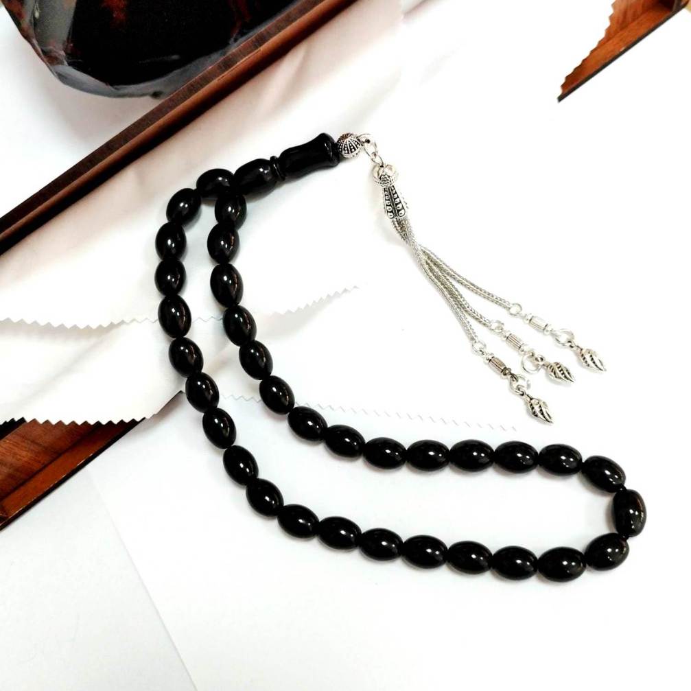 Oval Kesim Gürcistan Oltu Taşı Tesbih 8 x 10 mm