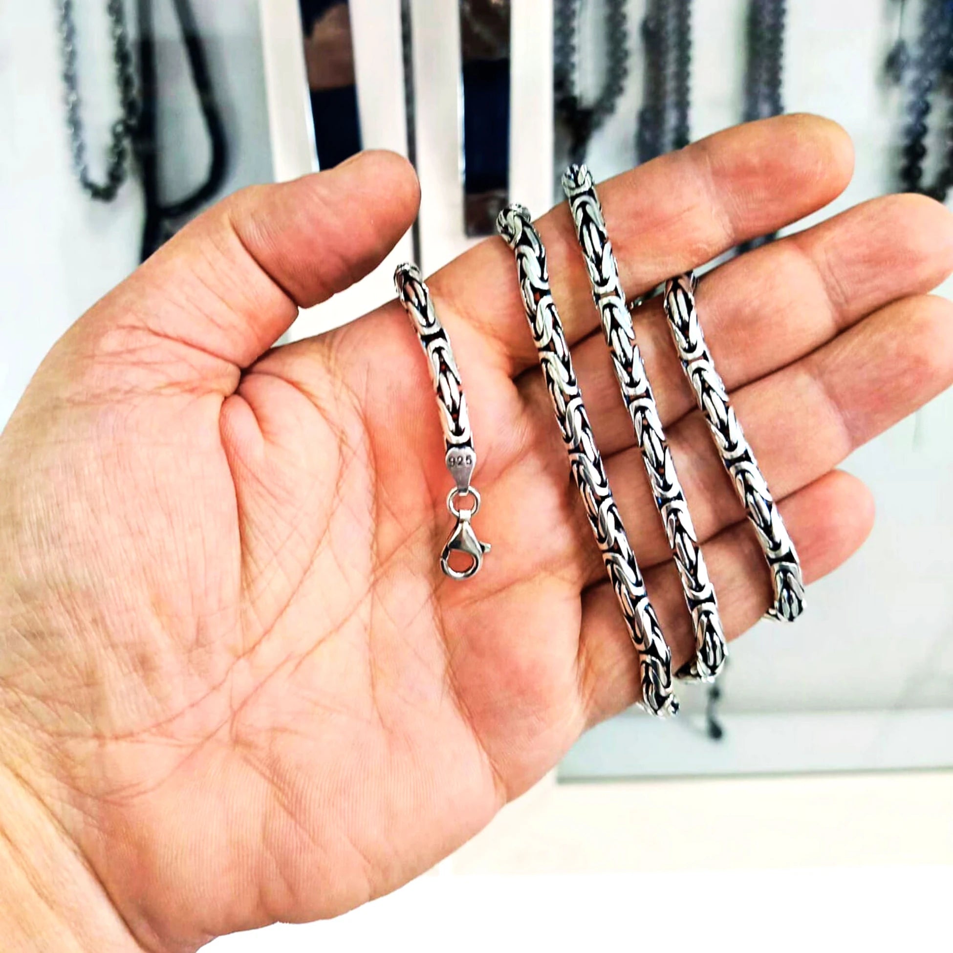 925 Ayar Gümüş Kral Kolye 2 mm 3 mm 4 mm 4,5 mm 5 mm 6 mm