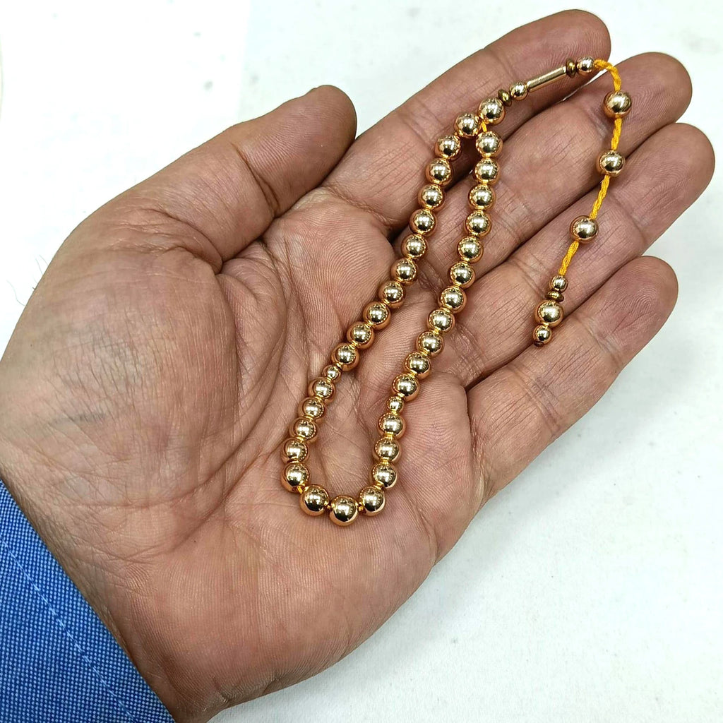 4 Parmak Küre Kesim Altın Renk Hematit Taşı Tesbih 6,5 mm