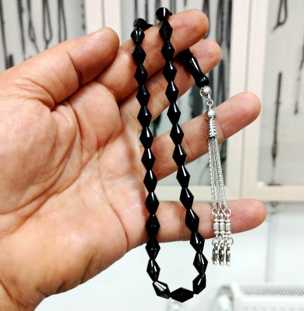 Arpa Kesim Gürcistan Oltu Taşı Tesbih 7,5 x 11 mm