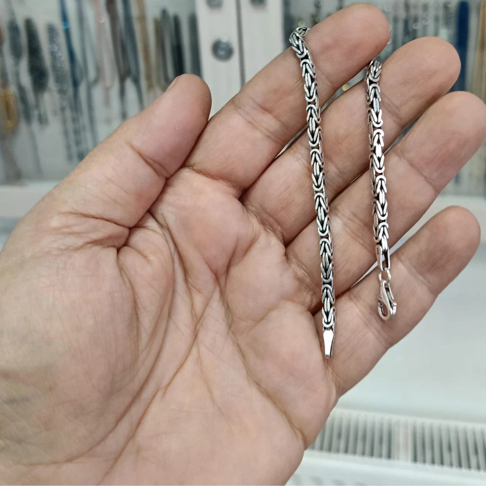925 Ayar Gümüş Kare Kral Bileklik 3 mm
