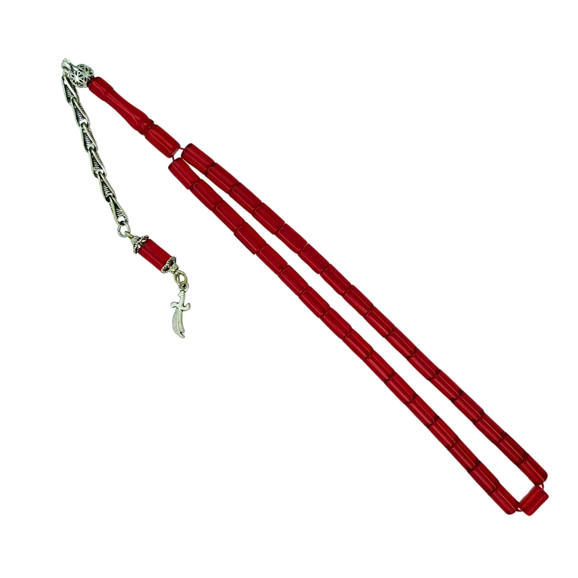 Sıkma Ateş Kehribar Kesme Model Tesbih 5 X 8 mm