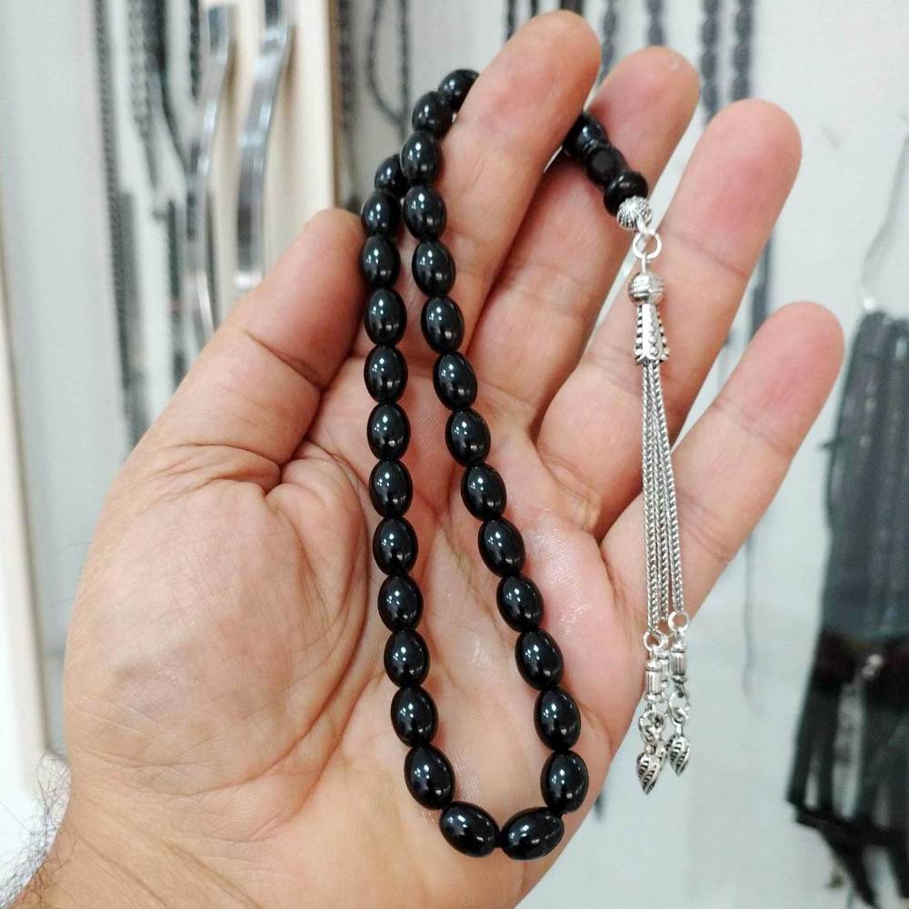 Oval Kesim Gürcistan Oltu Taşı Tesbih 8 x 10 mm