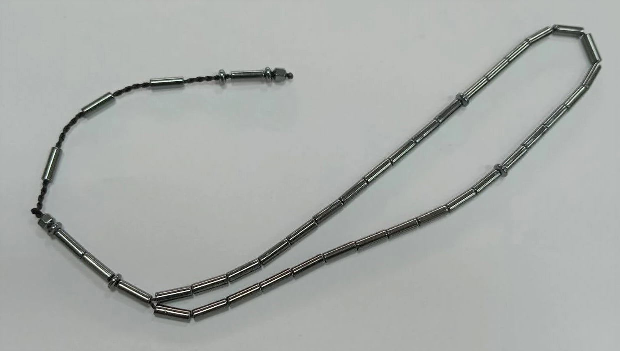 Kesme Model Füme Renk Hematit Taşı Tesbih 3 x 9 mm