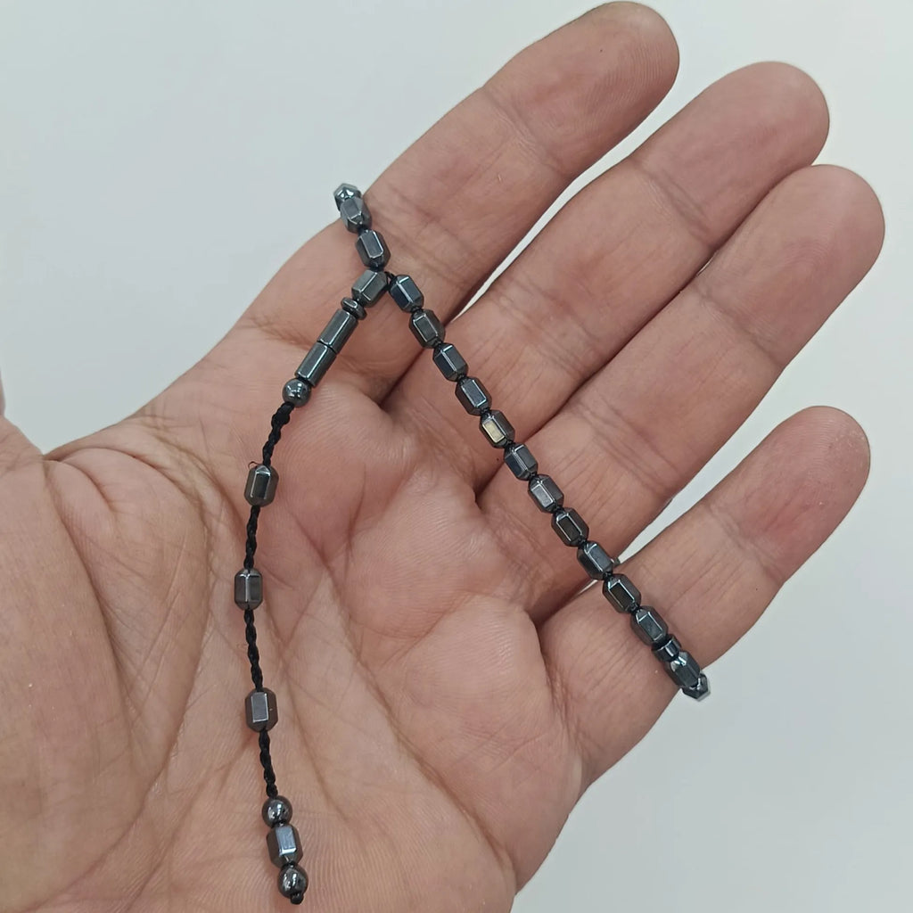 4 Parmak Fasetalı Kapsül Kesim Füme Renk Hematit Taşı Tesbih 4 x 6 mm