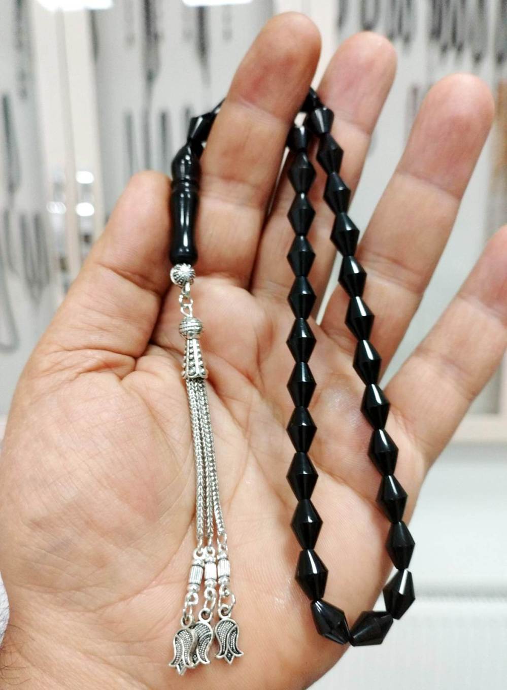 Arpa Kesim Gürcistan Oltu Taşı Tesbih 7,5 x 11 mm