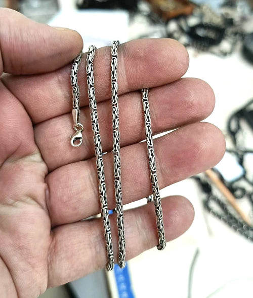 925 Ayar Gümüş Kral Kolye 2 mm 3 mm 4 mm 4,5 mm 5 mm 6 mm