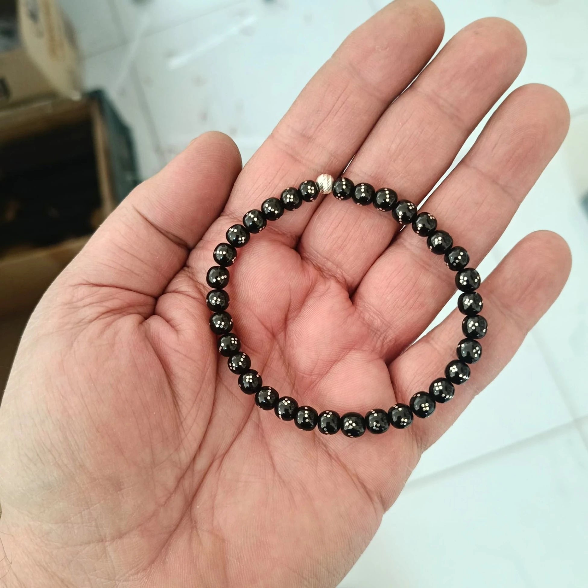 Gümüş İşlemeli 33lük Tesbih Bileklik Gürcistan Oltusu 19 cm
