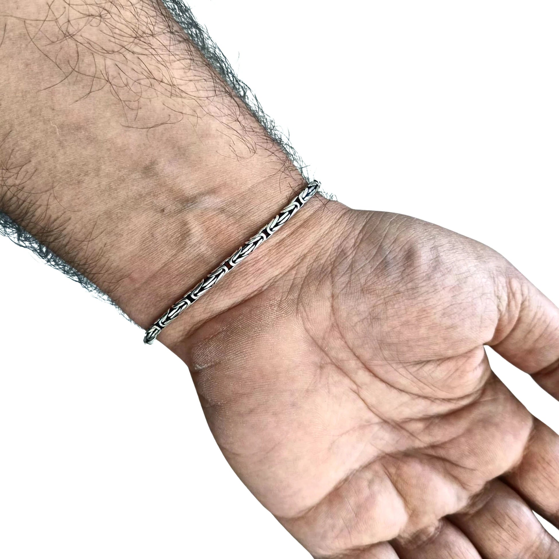 925 Ayar Gümüş Kral Kolye veya Kral Bileklik 3 mm