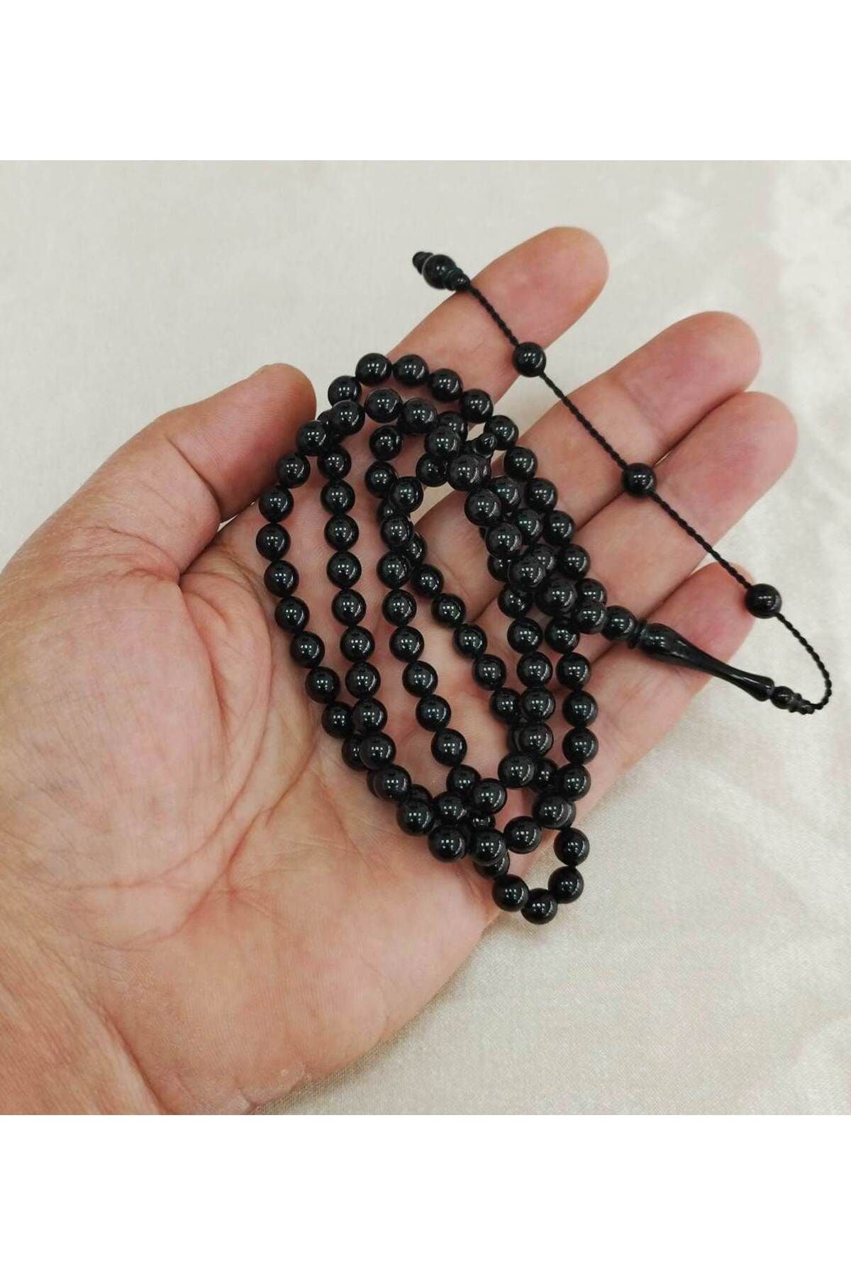 Sertifikalı Hakiki Erzurum Oltu Taşı Sistemli Kumpaslı Namaz Tesbihi 99luk