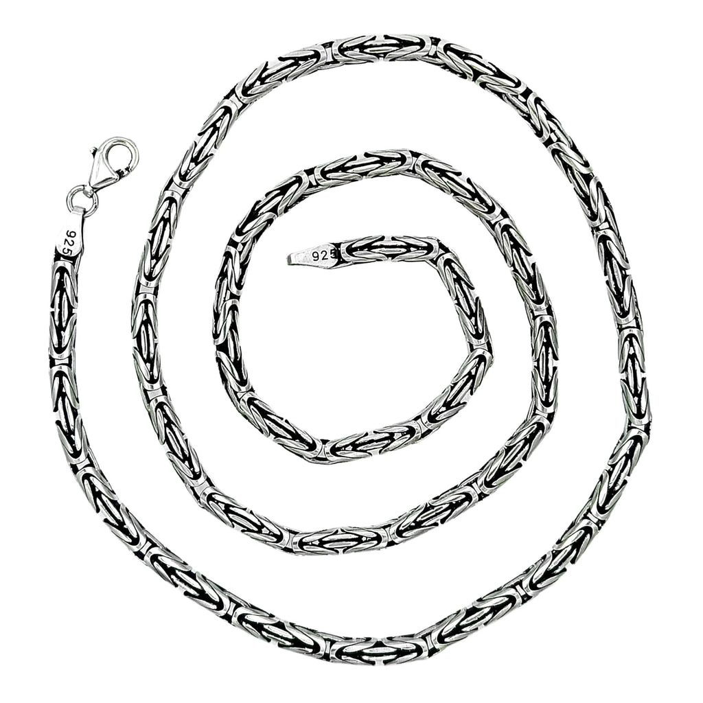 925 Ayar Gümüş Kral Kolye 2 mm 3 mm 4 mm 4,5 mm 5 mm 6 mm