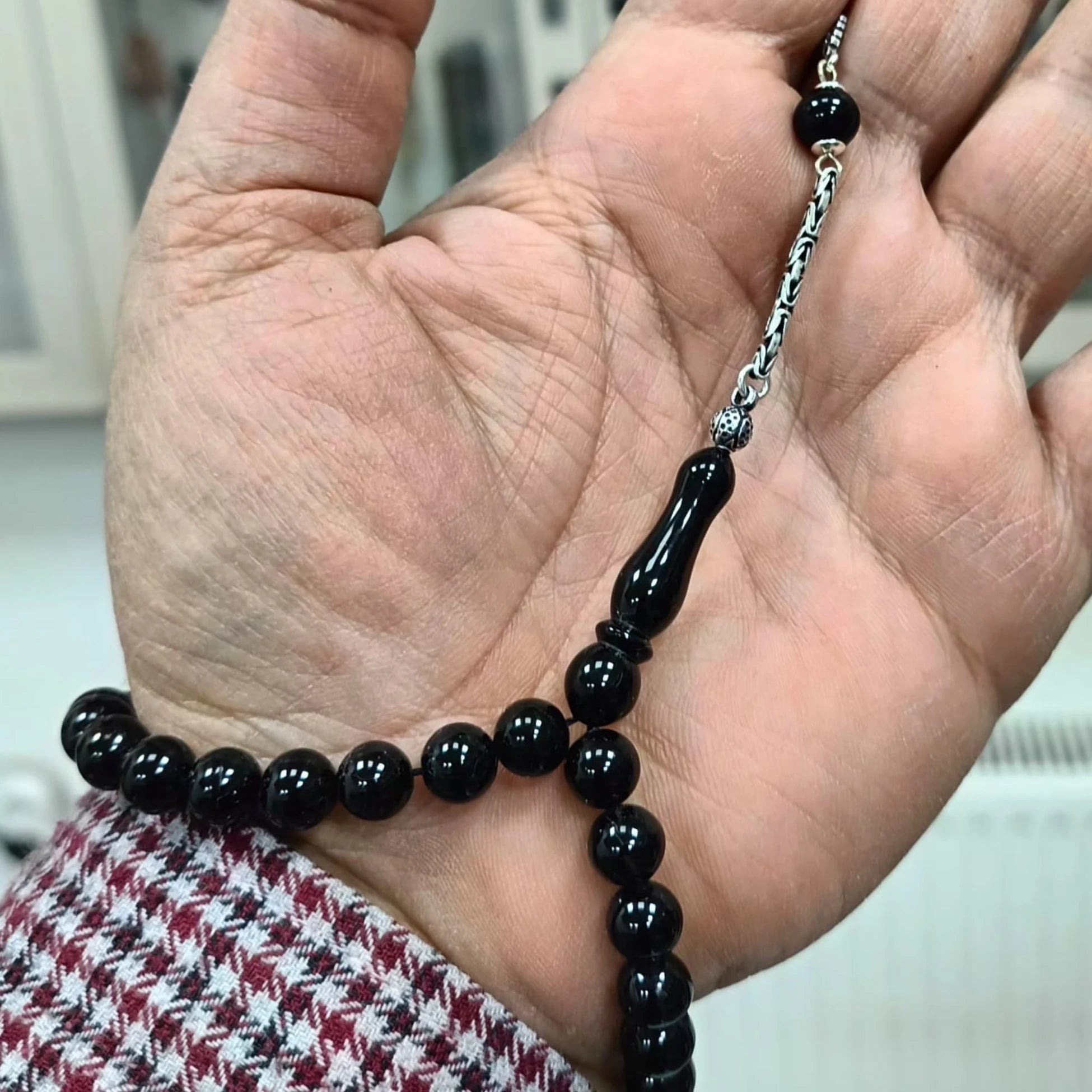 Sertifikalı Erzurum Oltu Taşı Bilek Boy Tesbih 8 mm