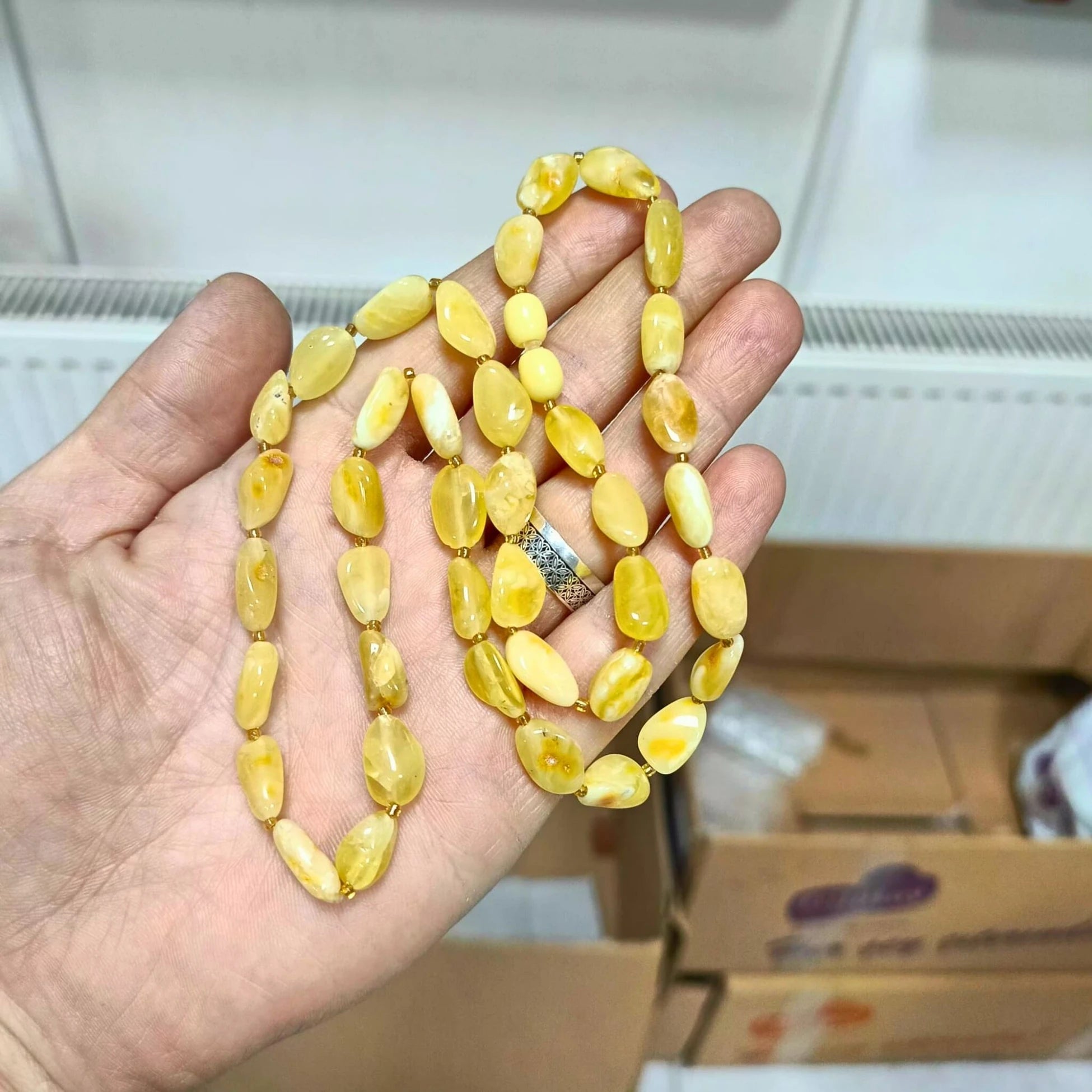 Sertifikalı Litvanya Damla Kehribar Yetişkin Kolye 58 cm