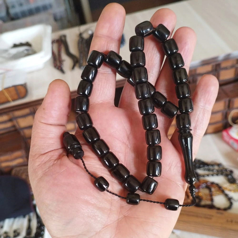 Eskitme Tarz Erzurum Oltu Taşı Tesbih Sistemli Kumpaslı İşlemesiz