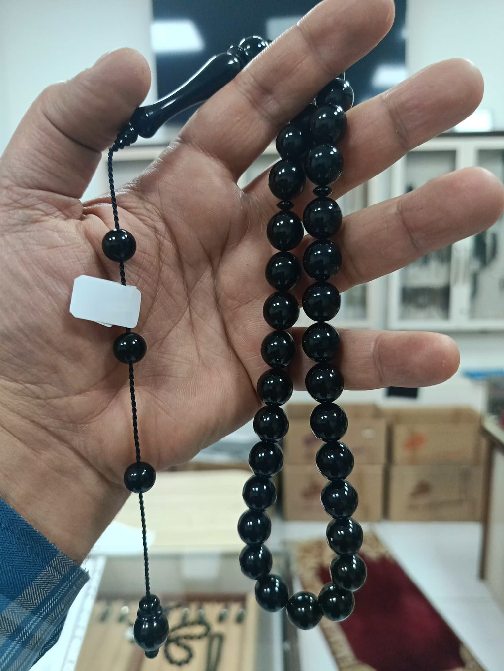 Küre Kesim Erzurum Oltu Taşı Tesbih Sistemli Kumpaslı Usta İşçilik 12 mm