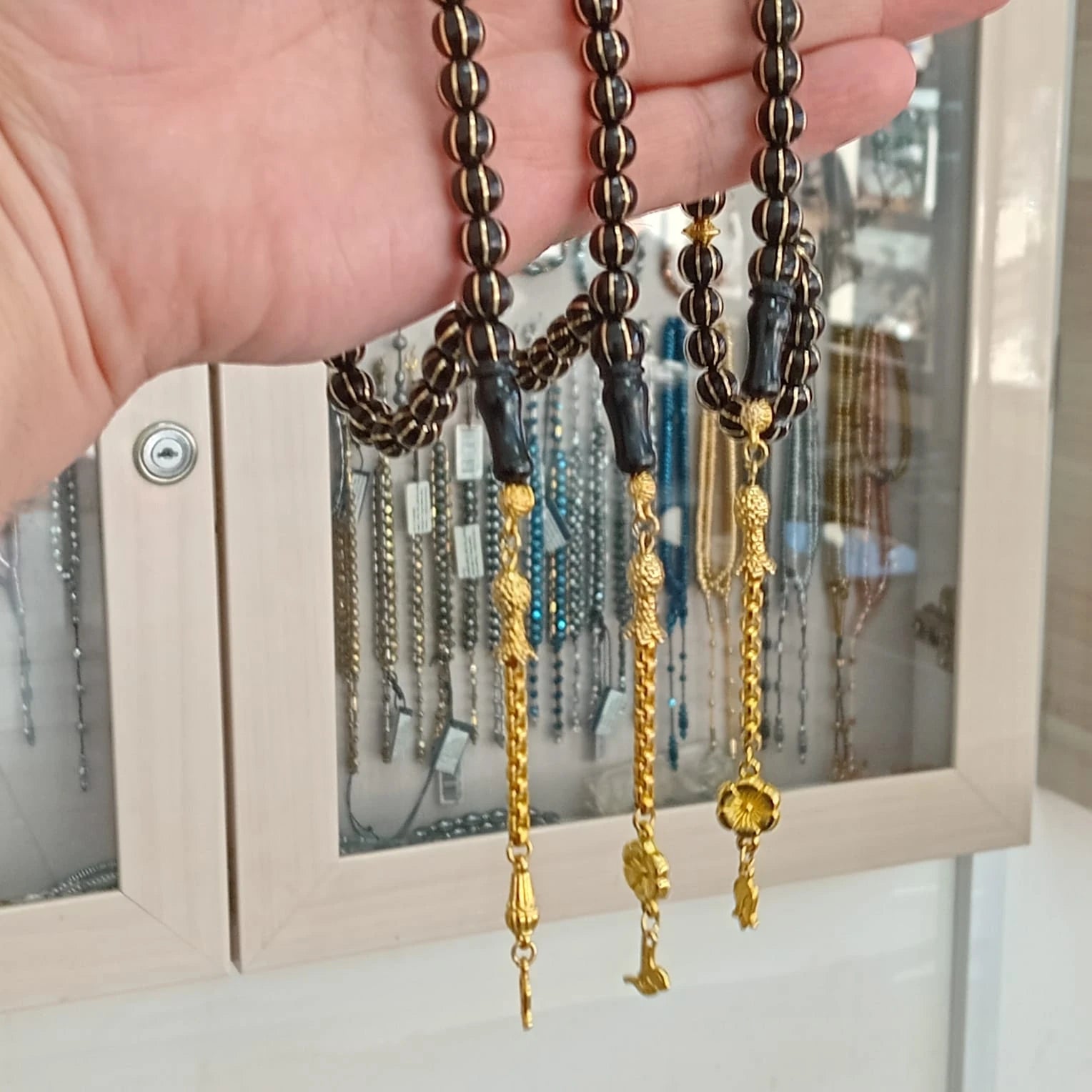 Sarı Karpuz Dilimi İşlemeli Gürcistan Oltu Taşı Tesbih 8 mm