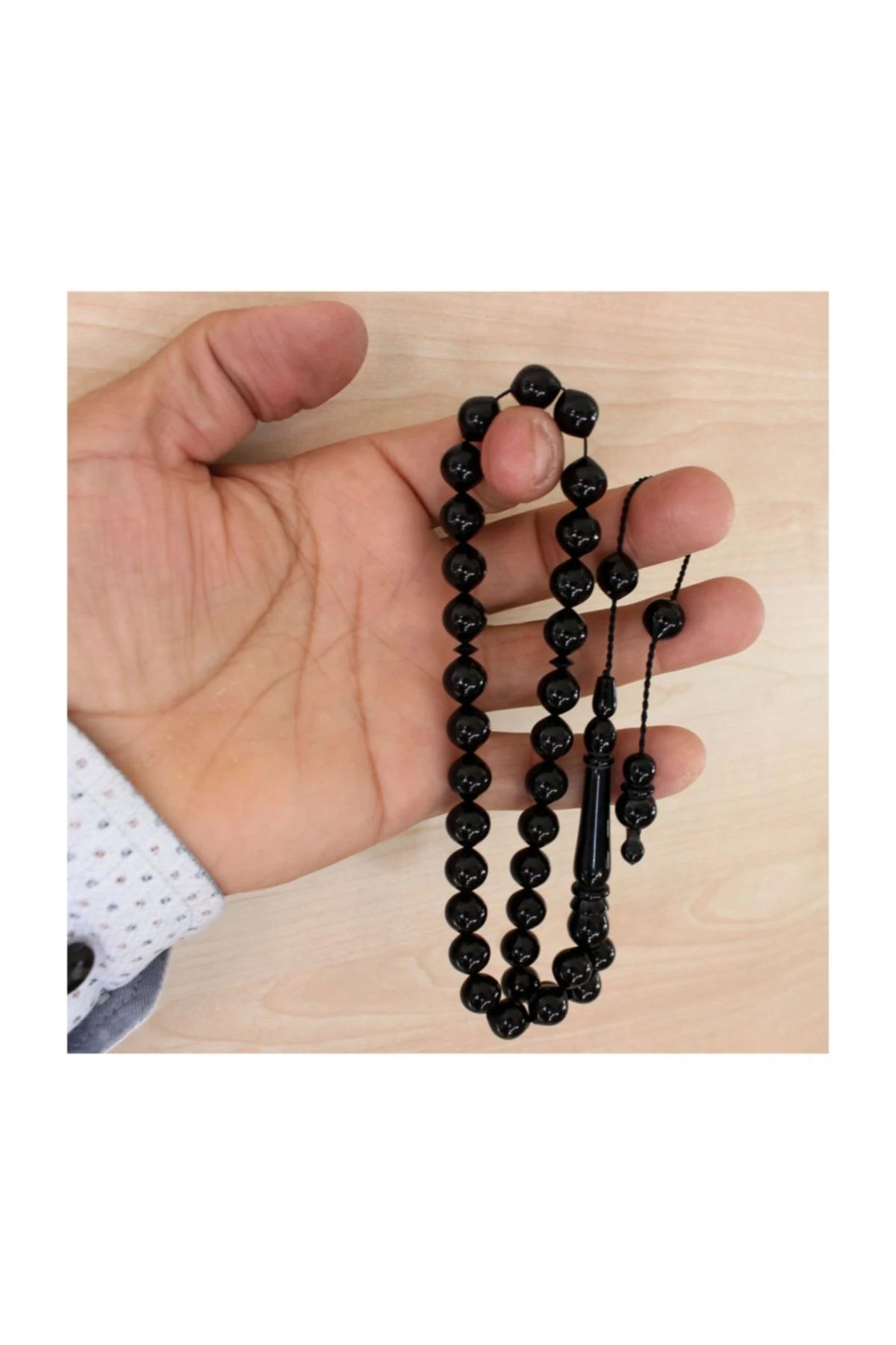 Erkek Sistemli Kumpaslı 10 X 11 Mm Şalgami Kesim Erzurum Oltu Taşı Sade Tesbih