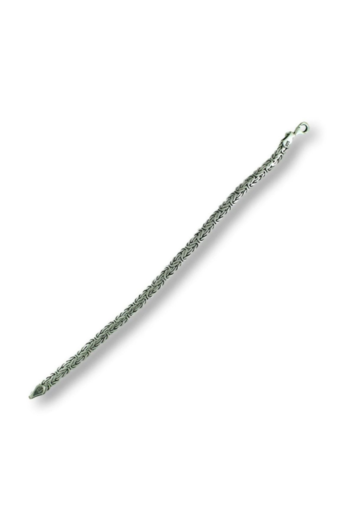 Erkek 925 Ayar Gümüş Kral Bileklik Yassı Model