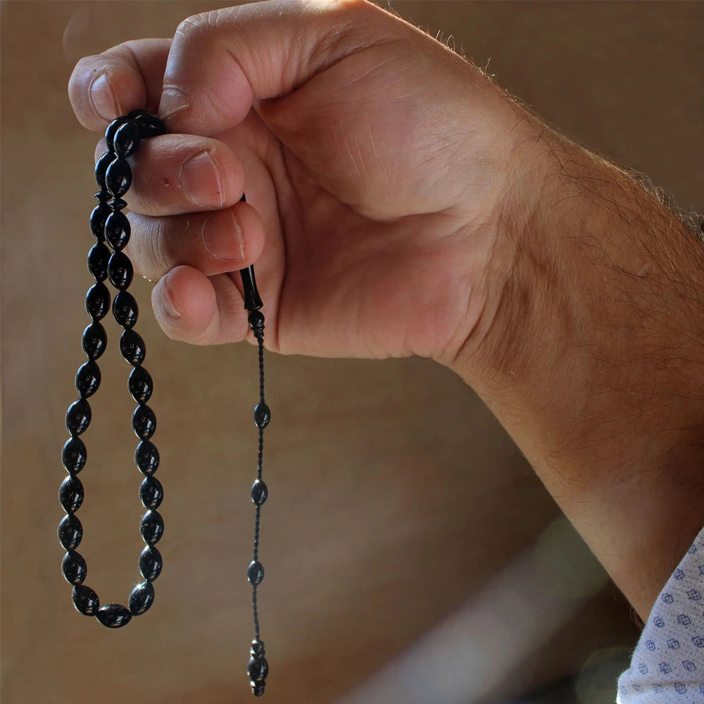 Arpa Kesim Erzurum Oltu Taşı Tesbih Sistemli Kumpaslı İşlemesiz