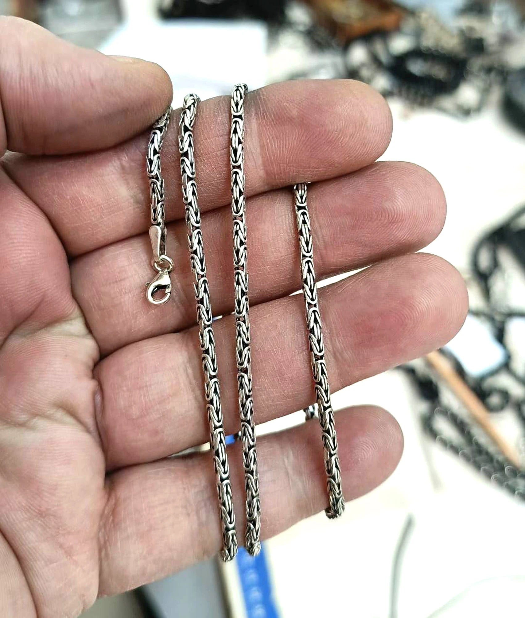 925 Ayar Gümüş Kral Kolye Kral Bileklik 2 mm