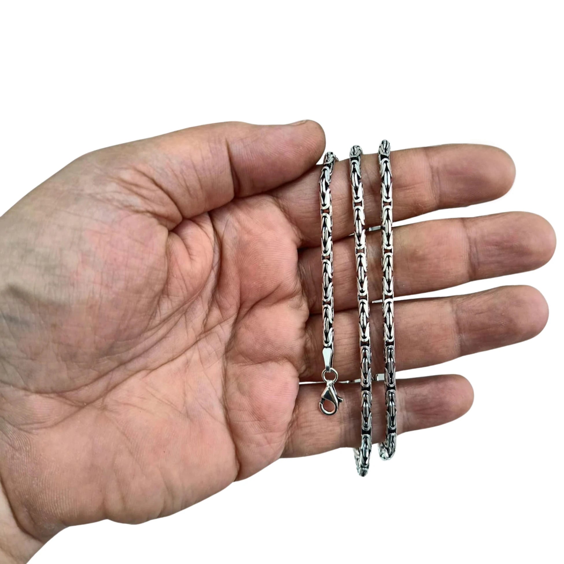 925 Ayar Gümüş Kral Kolye veya Kral Bileklik 3 mm