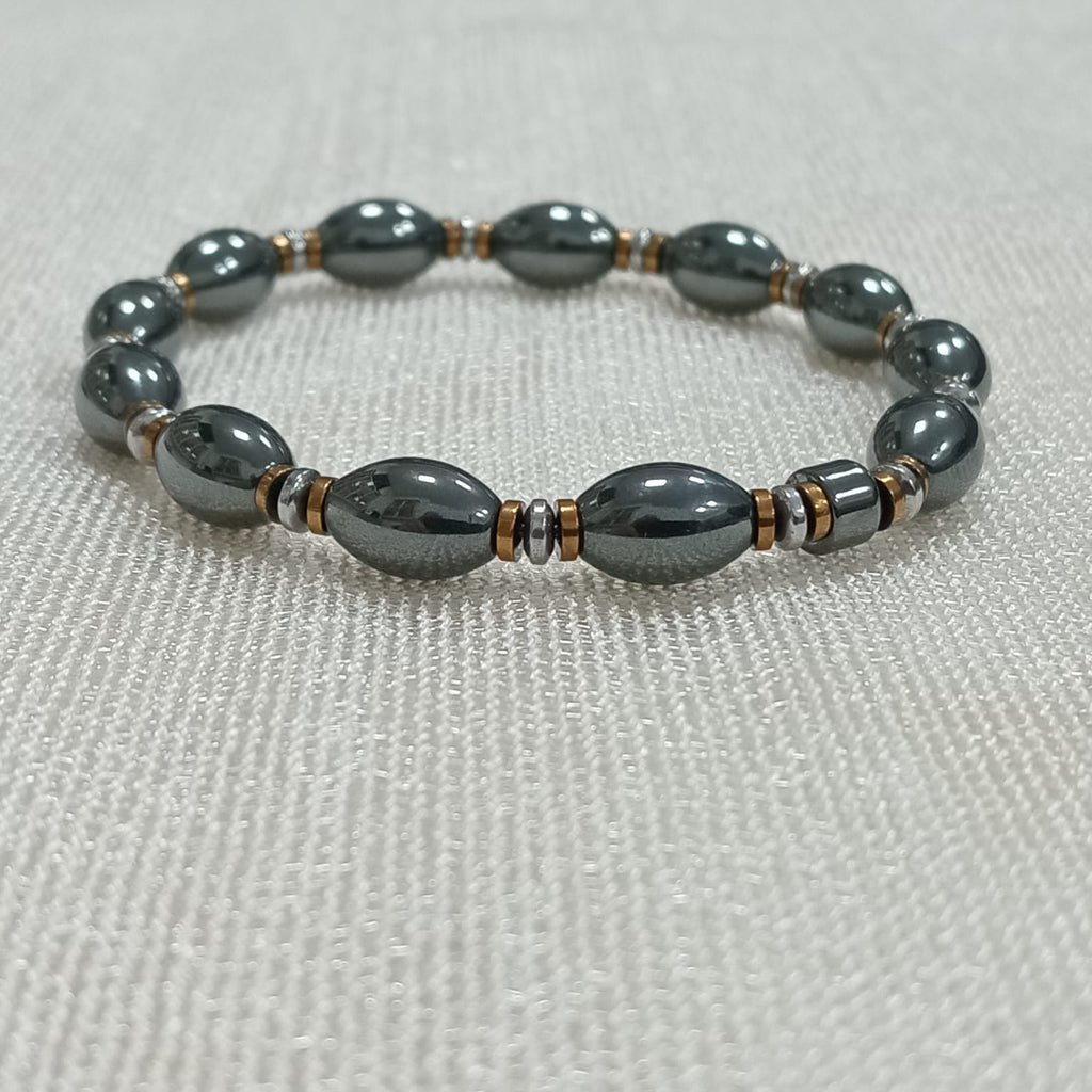 Oval Kesim Füme Renk Hematit Taşı Bileklik 8x12 mm
