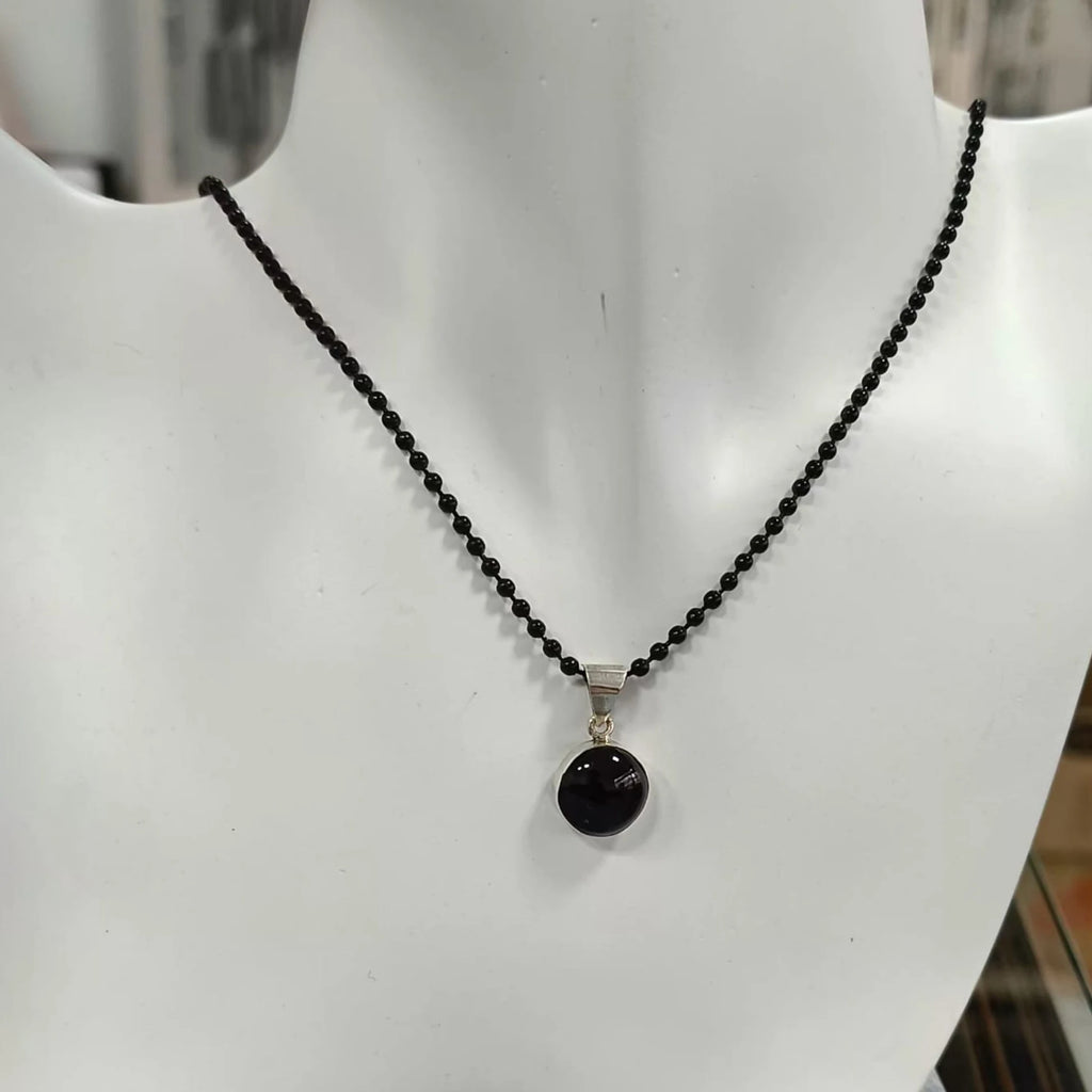 925 Ayar Gümüş Tasarım Minimalist Oltu Taşı Kolye