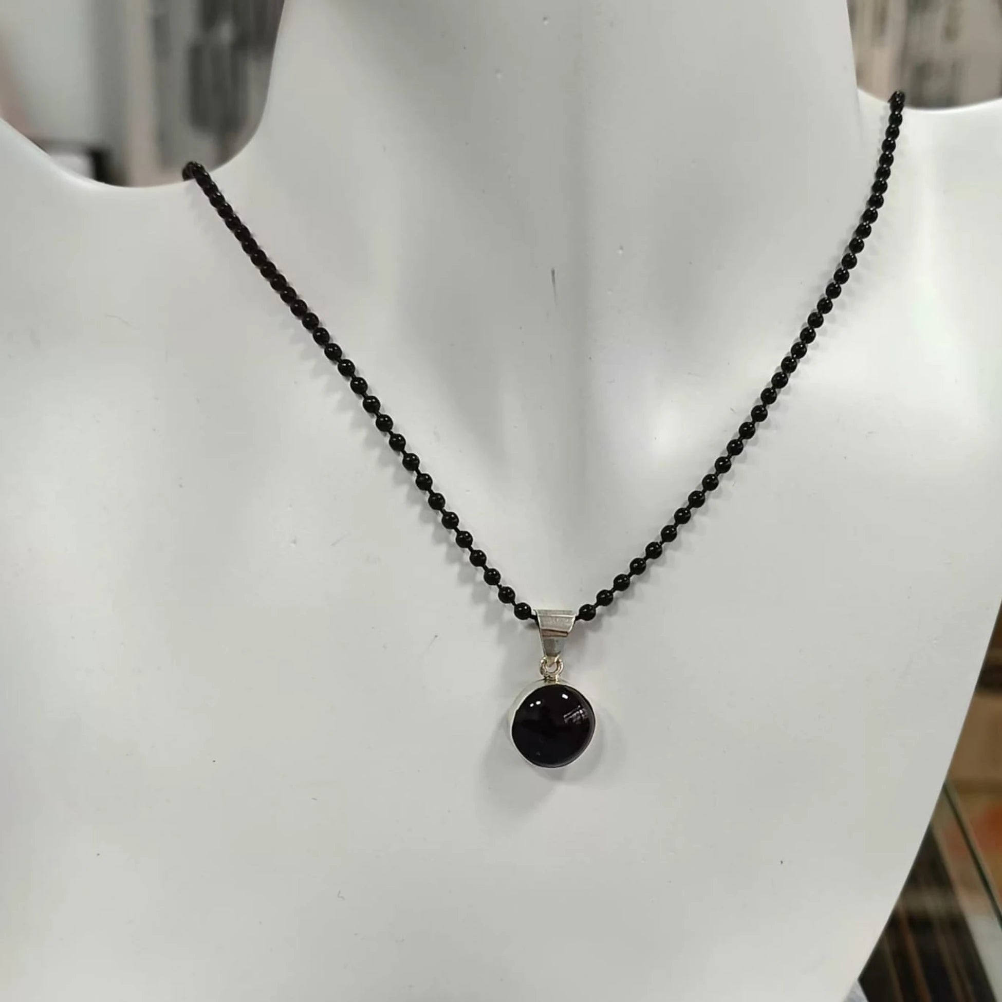 925 Ayar Gümüş Tasarım Minimalist Oltu Taşı Kolye