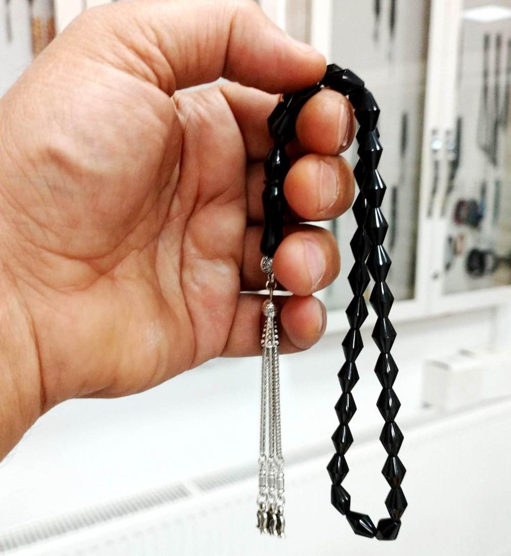 Arpa Kesim Gürcistan Oltu Taşı Tesbih 7,5 x 11 mm