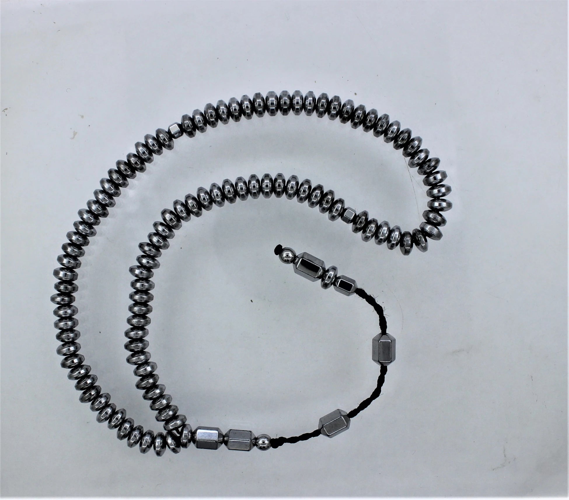 Basık Model Gümüş Renk Hematit 99'luk Tesbih 6 x 3 mm
