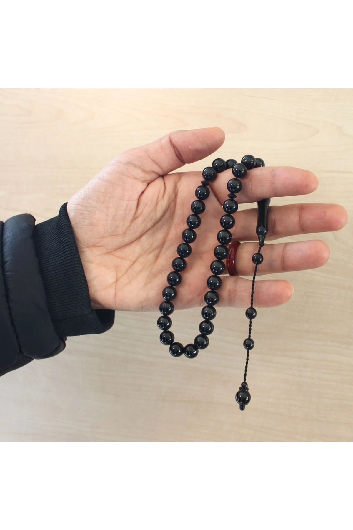 Sistemli Kumpaslı 9 Mm Sertifikalı Erzurum Oltu Taşı Sade Tesbih