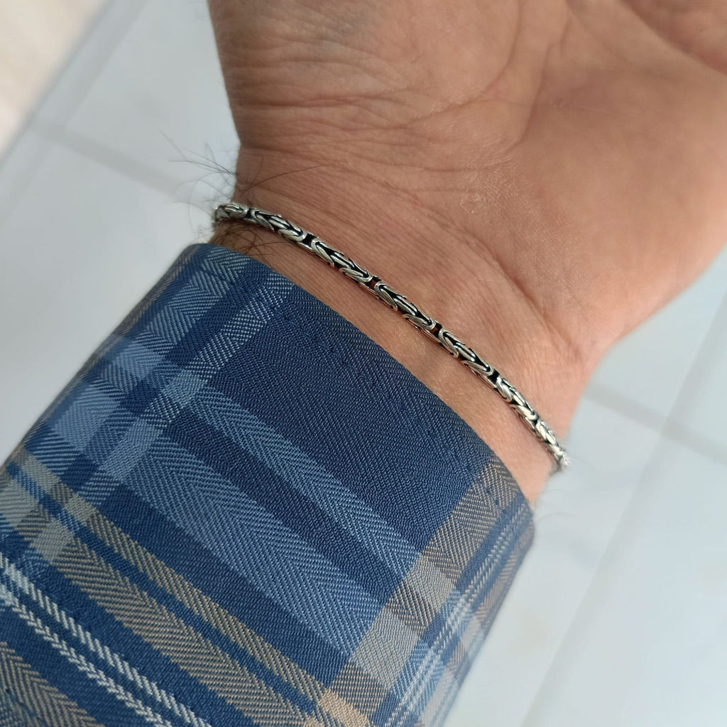 925 Ayar Gümüş Yuvarlak Kral Bileklik 3 mm