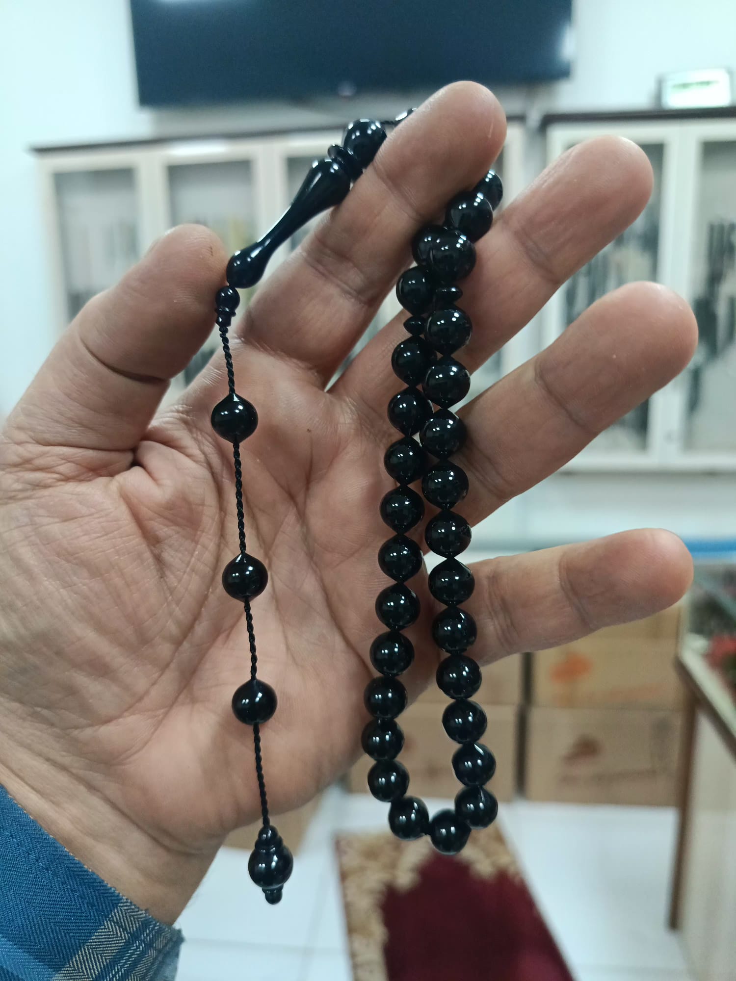 Şalgami Kesim Erzurum Oltu Taşı Tesbih Sistemli Kumpaslı Usta İşçilik 9,5 mm