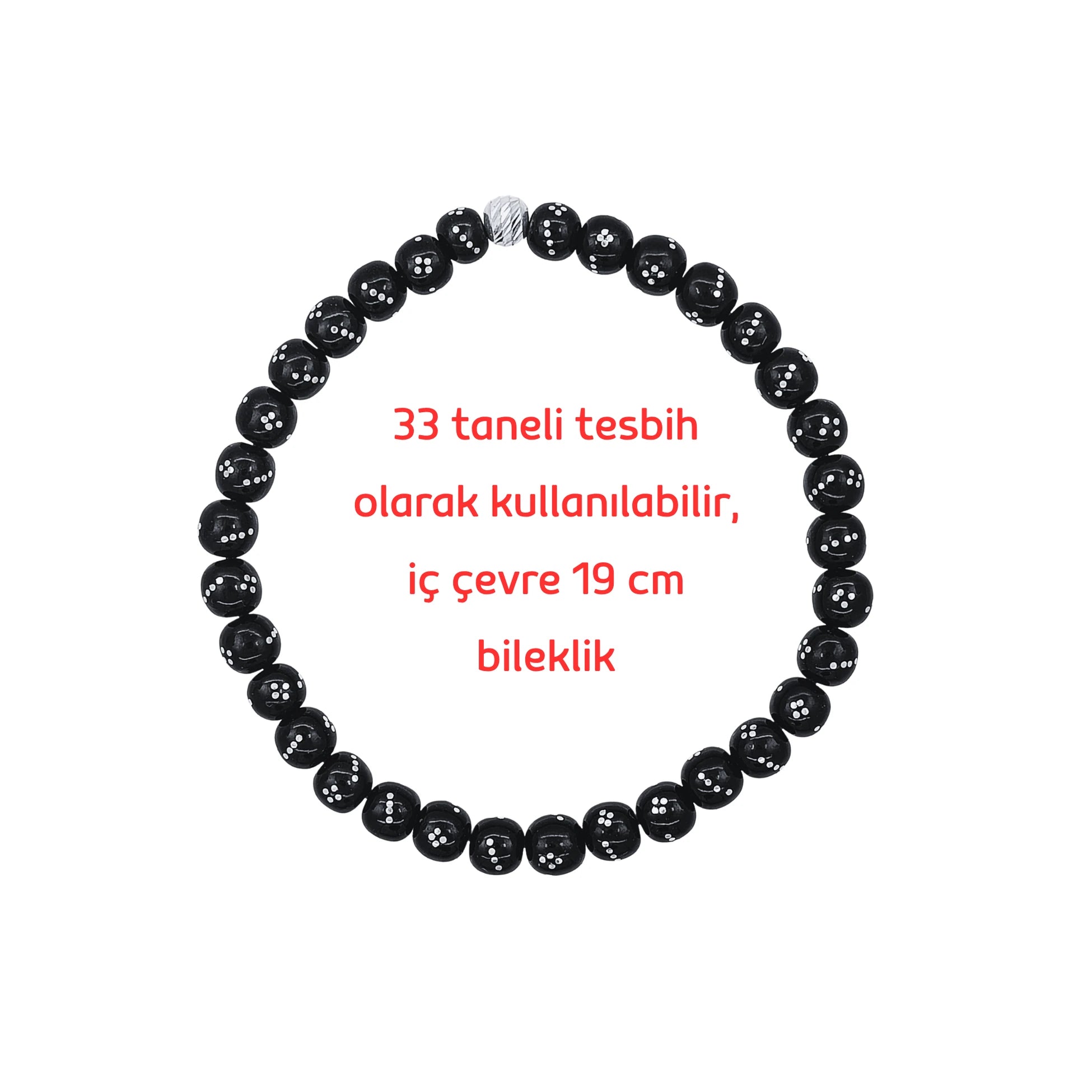 Gümüş İşlemeli 33lük Tesbih Bileklik Gürcistan Oltusu 19 cm