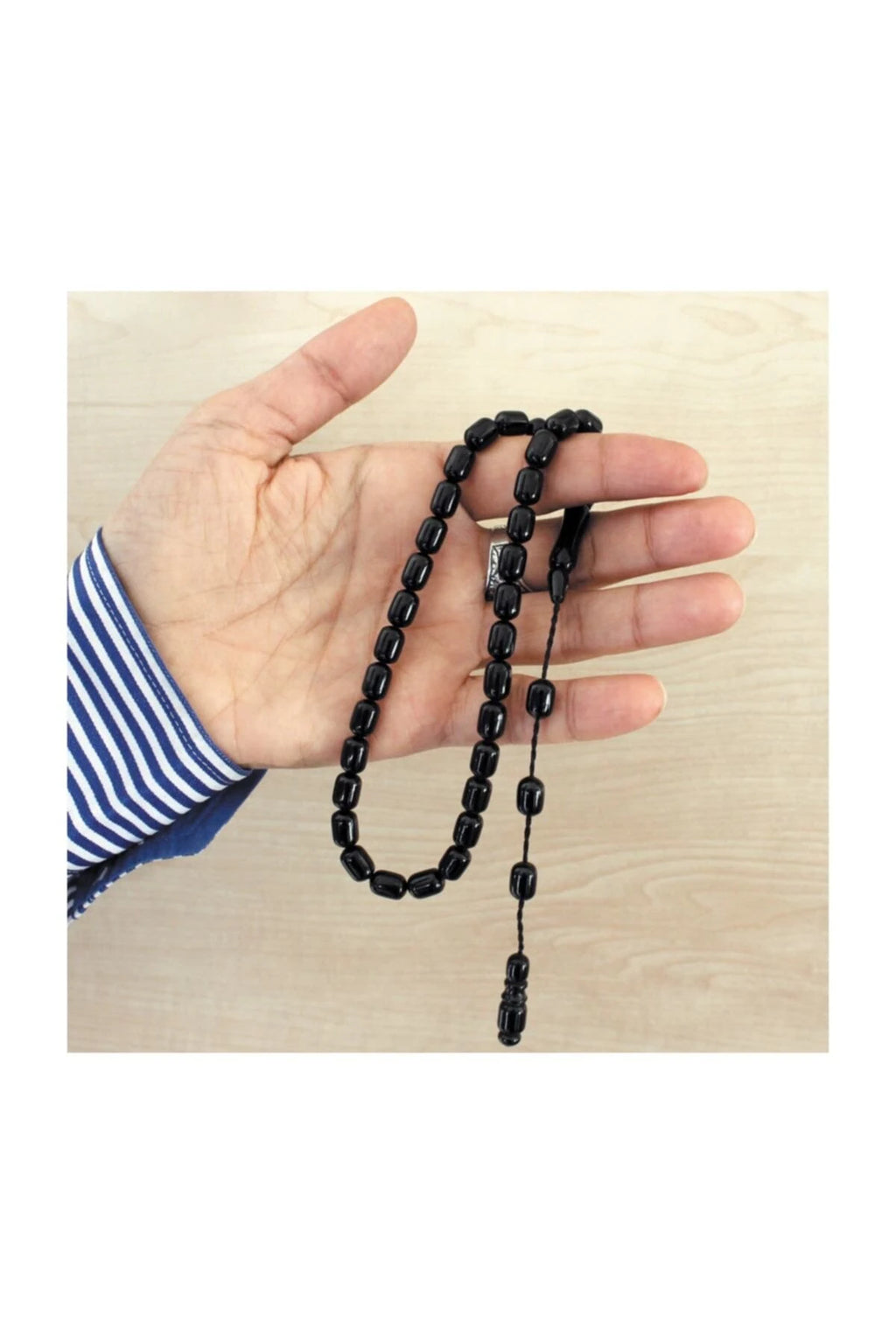 Sistemli Kumpaslı 7 X 10 Mm Kapsül Kesim Hakiki Erzurum Oltu Taşı Sade Tesbih