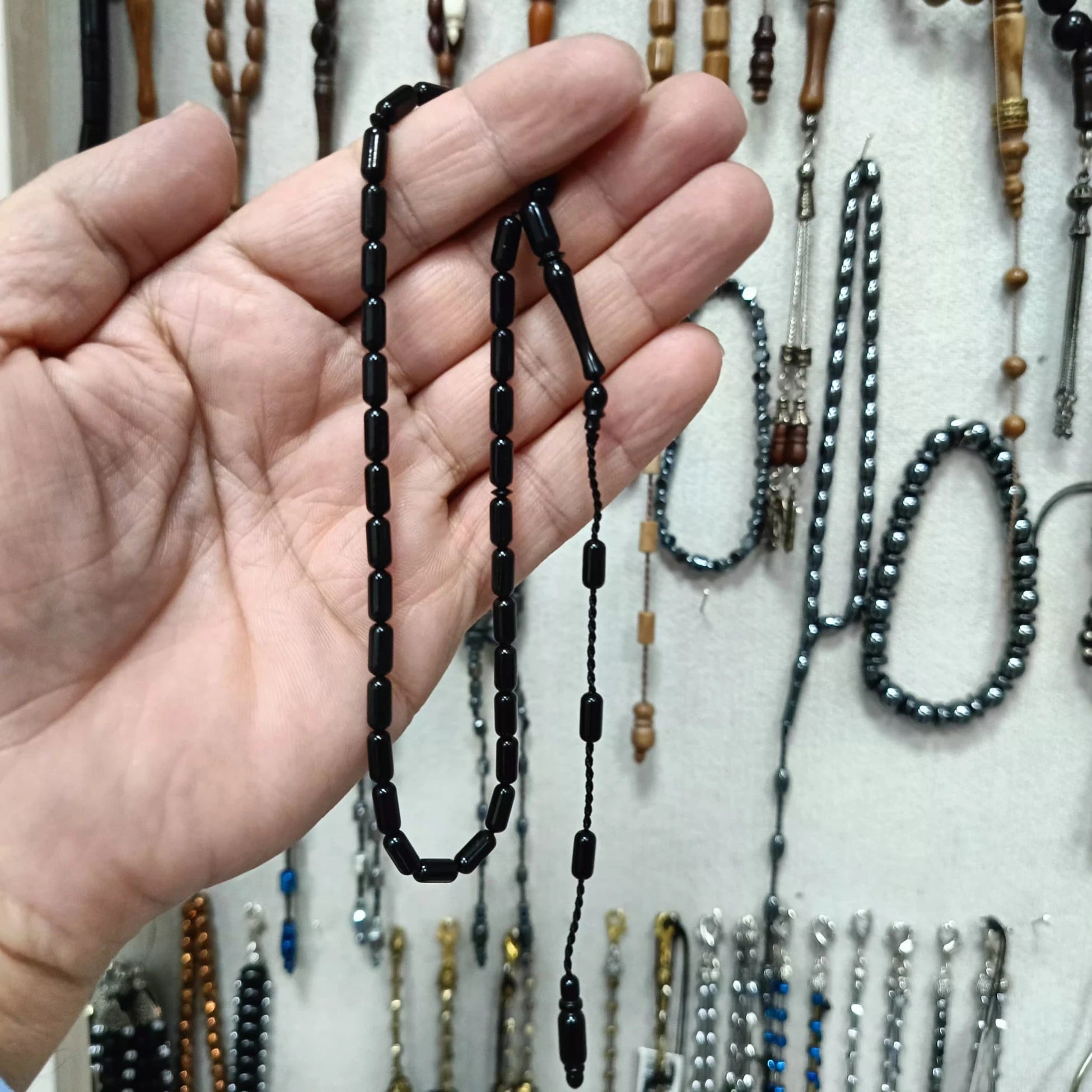 Kapsül Kesim Erzurum Oltu Taşı Tesbih Sistemli Kumpaslı İşlemesiz
