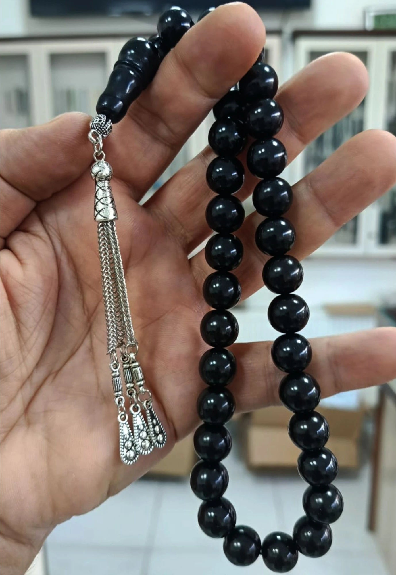 İri Taneli Küre Kesim Gürcistan Oltu Taşı Tesbih 12 mm
