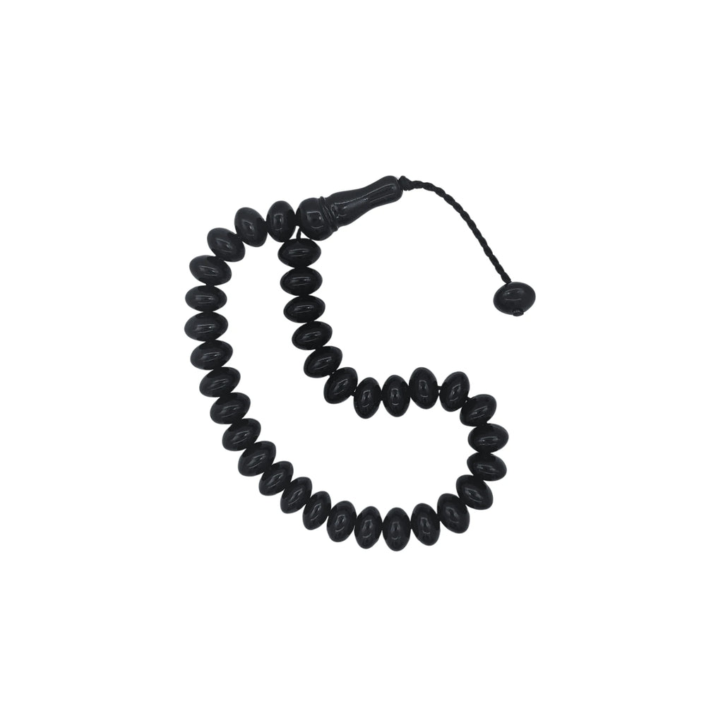 Tekerlek Kesim 4 Parmak Gürcistan Oltu Taşı Tesbih 9 X 6 mm