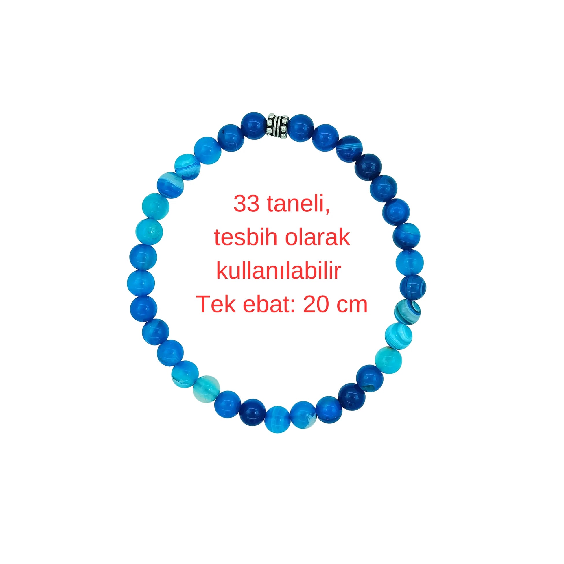 33 Taneli Gümüş Tasarım Akik Tesbih Bileklik