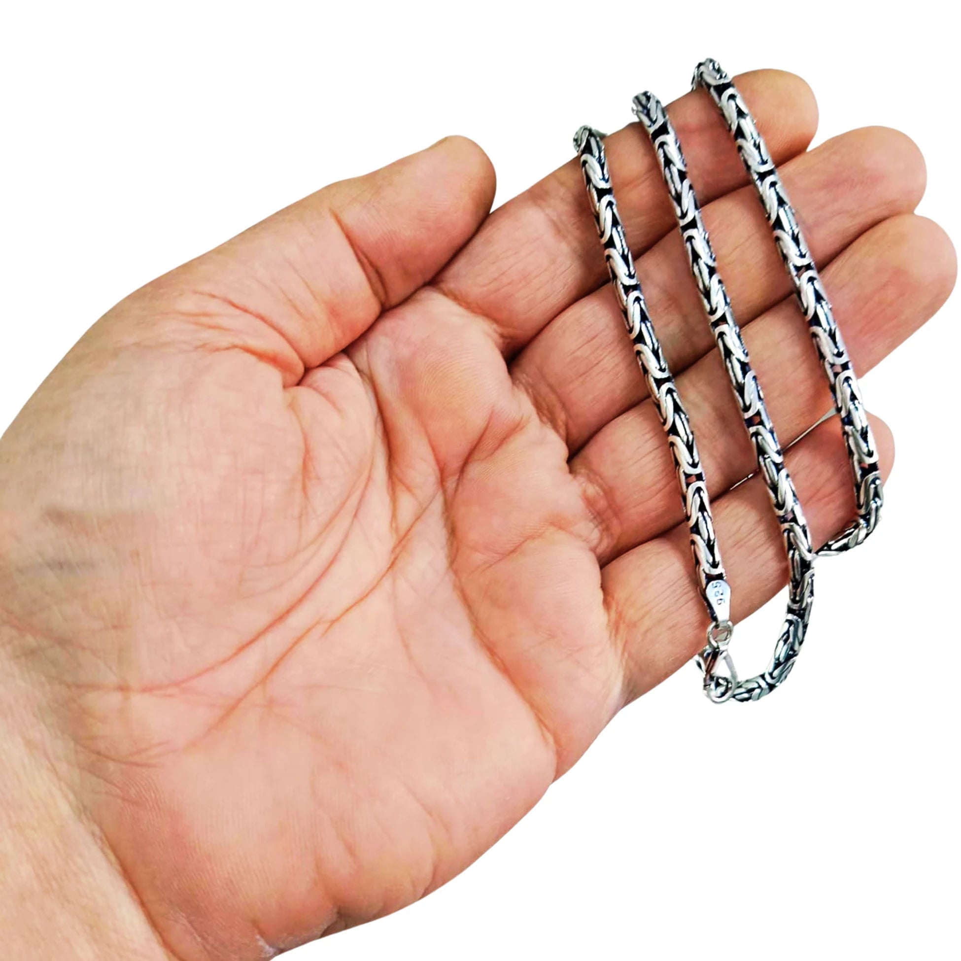 925 Ayar Gümüş Kral Kolye 2 mm 3 mm 4 mm 4,5 mm 5 mm 6 mm