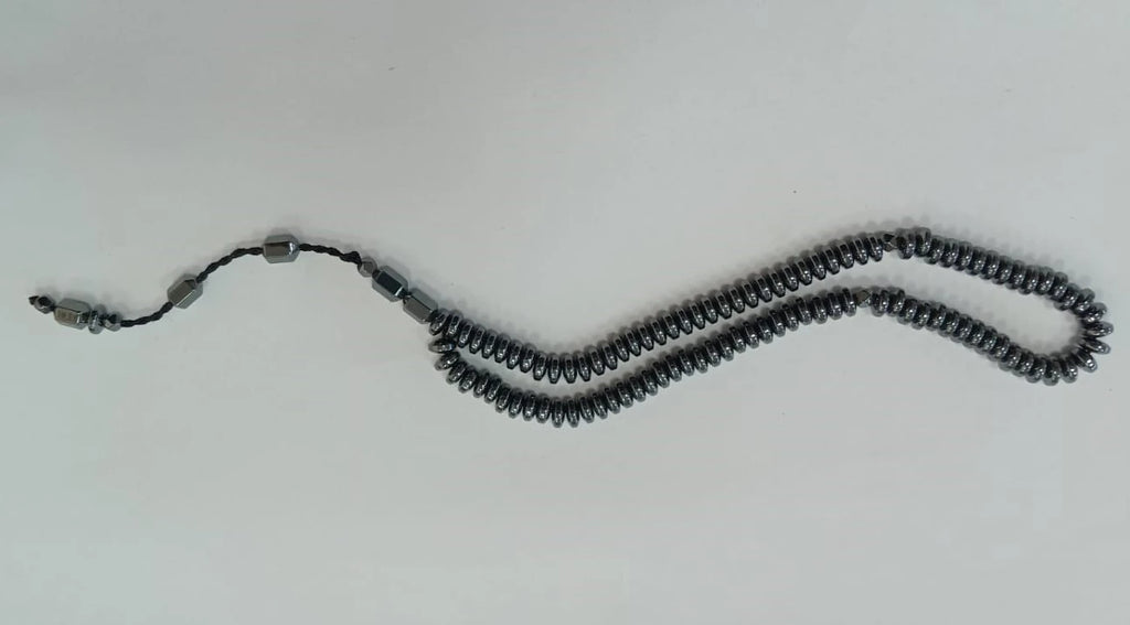 Basık Model Füme Renk Hematit 99'luk Tesbih 6 x 3 mm