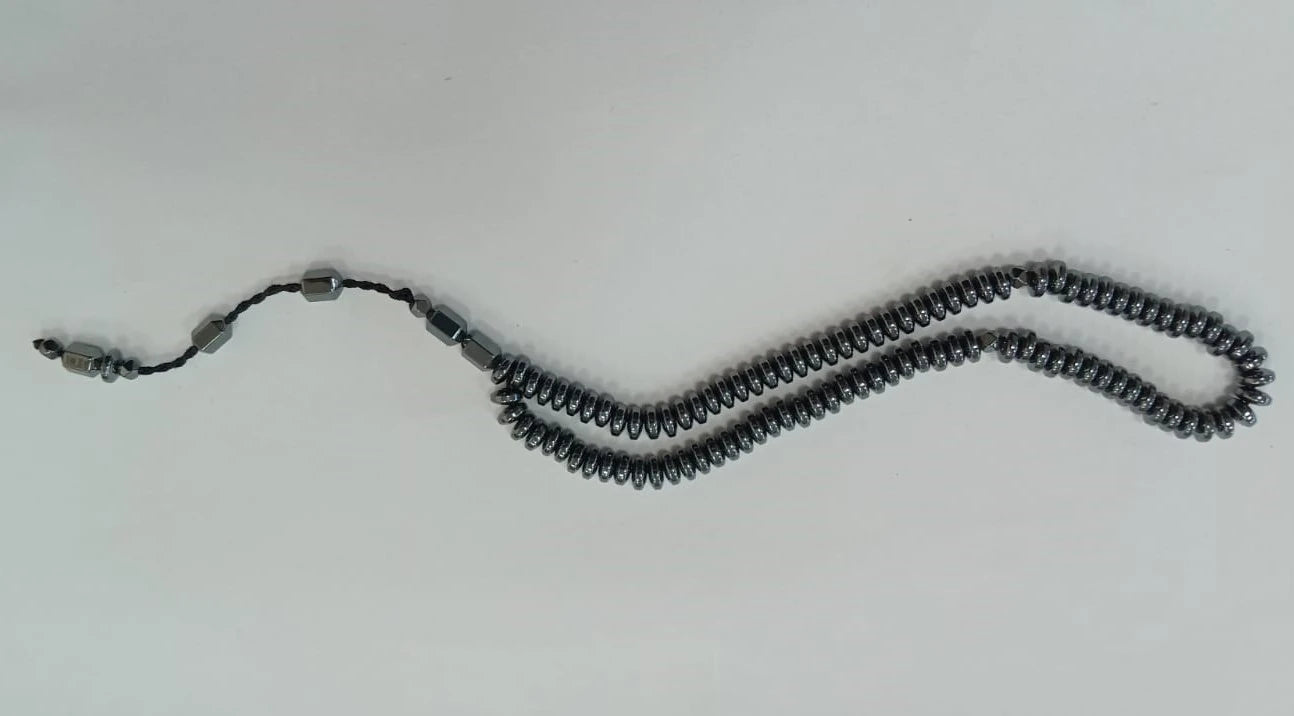 Basık Model Füme Renk Hematit 99'luk Tesbih 6 x 3 mm