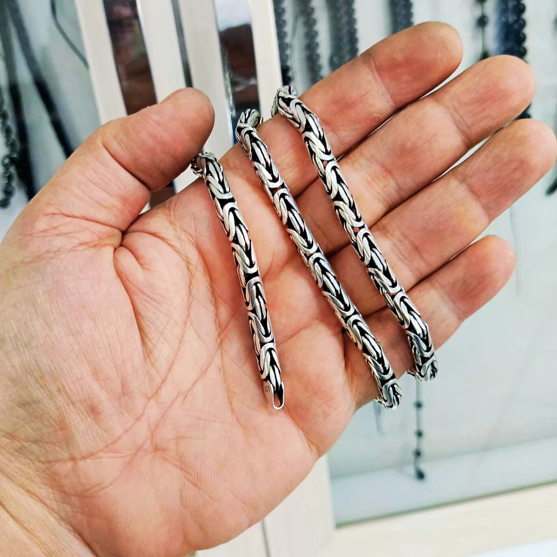 925 Ayar Gümüş Kral Kolye 2 mm 3 mm 4 mm 4,5 mm 5 mm 6 mm