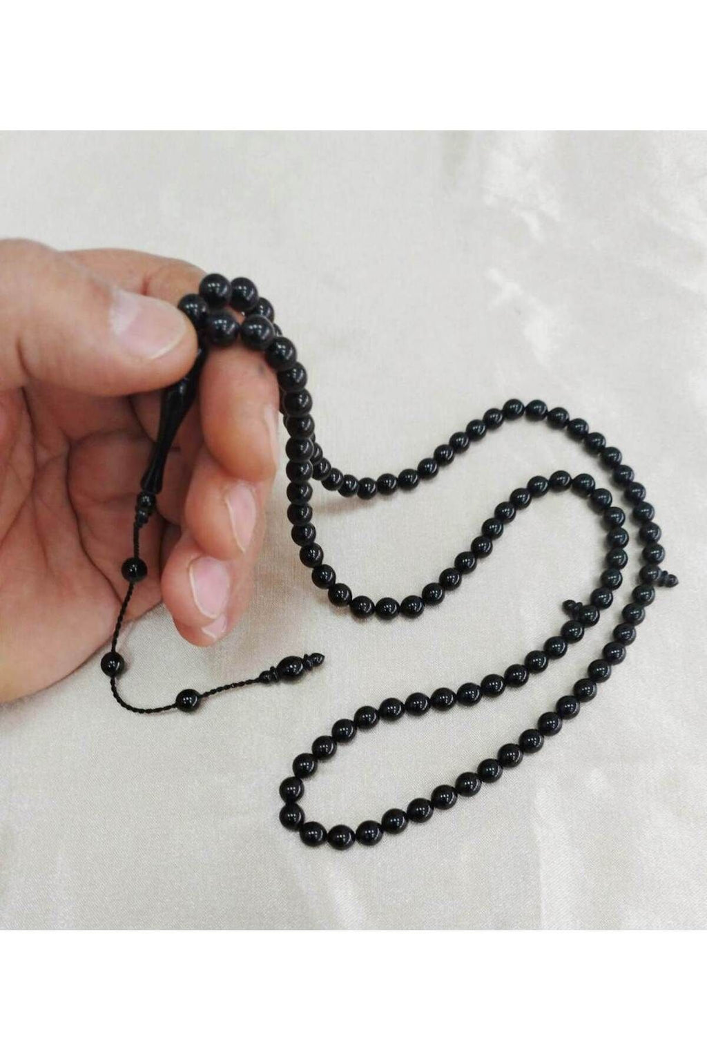 Sertifikalı Hakiki Erzurum Oltu Taşı Sistemli Kumpaslı Namaz Tesbihi 99luk