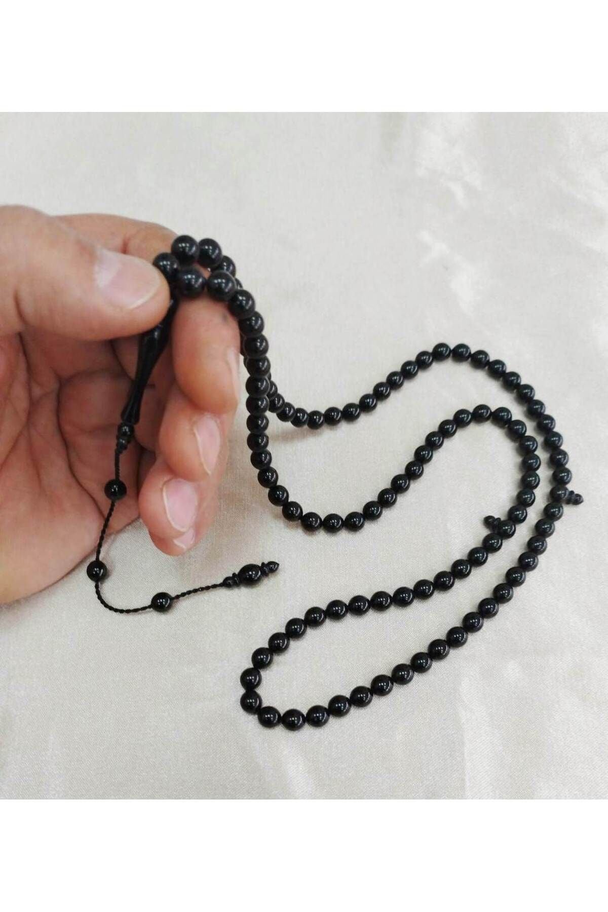 Sertifikalı Hakiki Erzurum Oltu Taşı Sistemli Kumpaslı Namaz Tesbihi 99luk